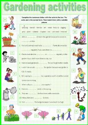 English Worksheet: Gardening Activities.