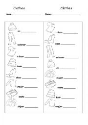 English Worksheet: Clothes revision