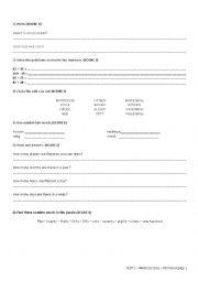 English Worksheet: English Test for 5th Grade - 1B
