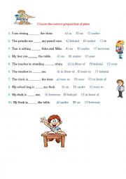 English Worksheet: The prepositions