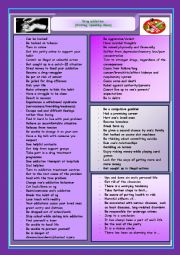 English Worksheet: Drug addiction (speaking and writing ideas)