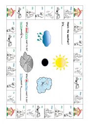 English Worksheet: weather and outdoor activity boardgame