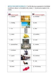 English Worksheet: British and Anmerican English 2