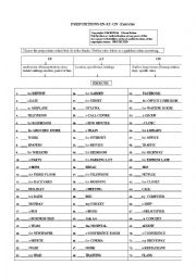English Worksheet: Prepositions in-at-on