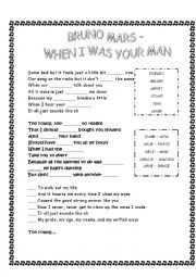 English Worksheet: When I was your man - Bruno Mars