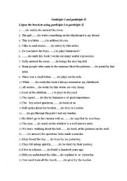 English Worksheet: Participle I and participle II