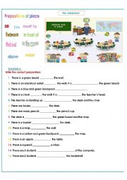 English Worksheet: The prepositions Part 1