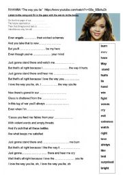 English Worksheet: Song by Rihanna 