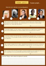 English Worksheet: Who am I ? - Famous people