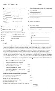 English Worksheet: Future English test 