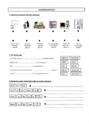 English Worksheet: Classroom English