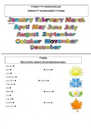 English Worksheet: months and seasons