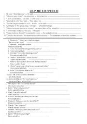 English Worksheet: Reported speech 