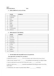 English Worksheet: Vocabulary Quiz