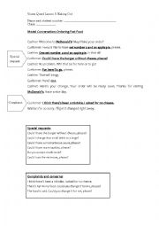 English Worksheet: Ordering food at fast food restaurants (Model Conversation)