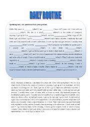 English Worksheet: Daily routine-speaking tasks