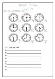 English Worksheet: telling the time