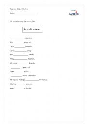 English Worksheet: VERB TO BE