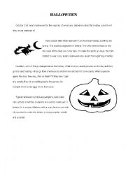 English Worksheet: Halloween reading