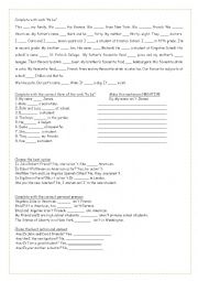 English Worksheet: Verb to be