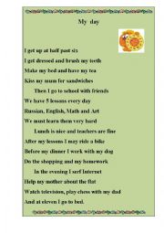 English Worksheet: MY DAY