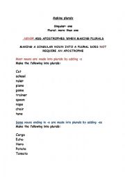 English Worksheet: Plurals 