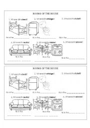 English Worksheet: Rooms of the house