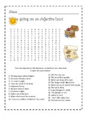 English Worksheet: adjective word hunt