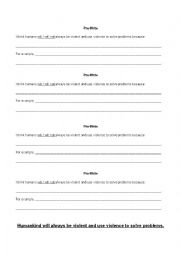 English Worksheet: Human Violence Debate