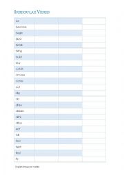 English Worksheet: Irregular verbs 