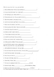 English Worksheet: pronouns
