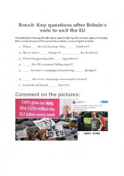 English Worksheet: Brexit: Key questions after Britains vote to exit the EU