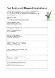 English Worksheet: Peer conference - blog 