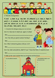 English Worksheet: Back to school