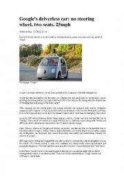 English Worksheet: Driverless cars
