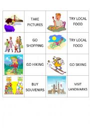 Travel activities memory game