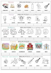 English Worksheet: SPELLING PUZZLES
