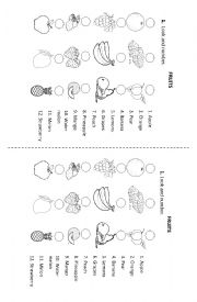 English Worksheet: Fruits - Pictionary 