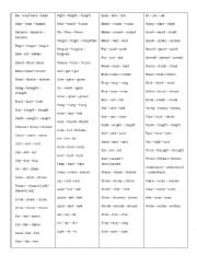 English Worksheet: Irregular verbs list for flashcards