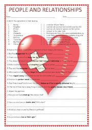 English Worksheet: PEOPLE AND RELATIONSHIPS
