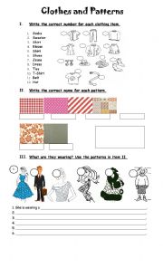 English Worksheet: clothes an patterns