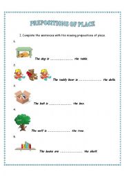 English Worksheet: Prepositions of place