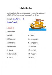 English Worksheet: Syllable Sea