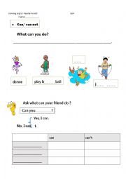 English Worksheet: Can