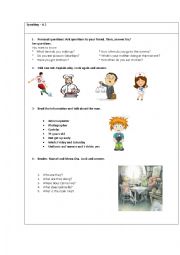 English Worksheet: Oral exam for kids including Marcel and Mona Lisa