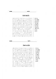 Gerunds Word Search