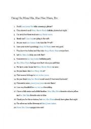 English Worksheet: Practice With Pronouns 