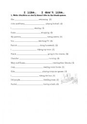 English Worksheet: Like/Dont like
