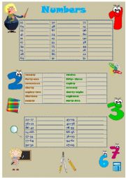 English Worksheet: numbers