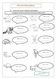 English Worksheet: pets vs farm animals